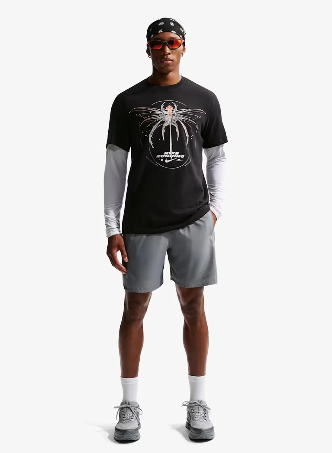 Шорты с технологией Dri-FIT Miler Nike, серый — фото 3