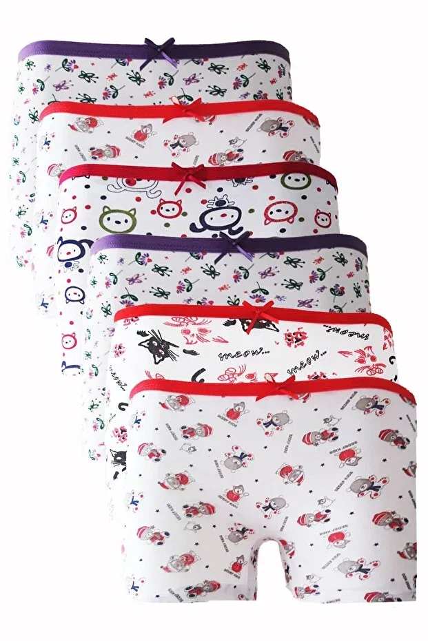Детские боксеры для мальчиков хлопковые с принтом Pack of 6 girls' boxers cotton colorful patterned printed fun Hepsine Rakip, Mixed