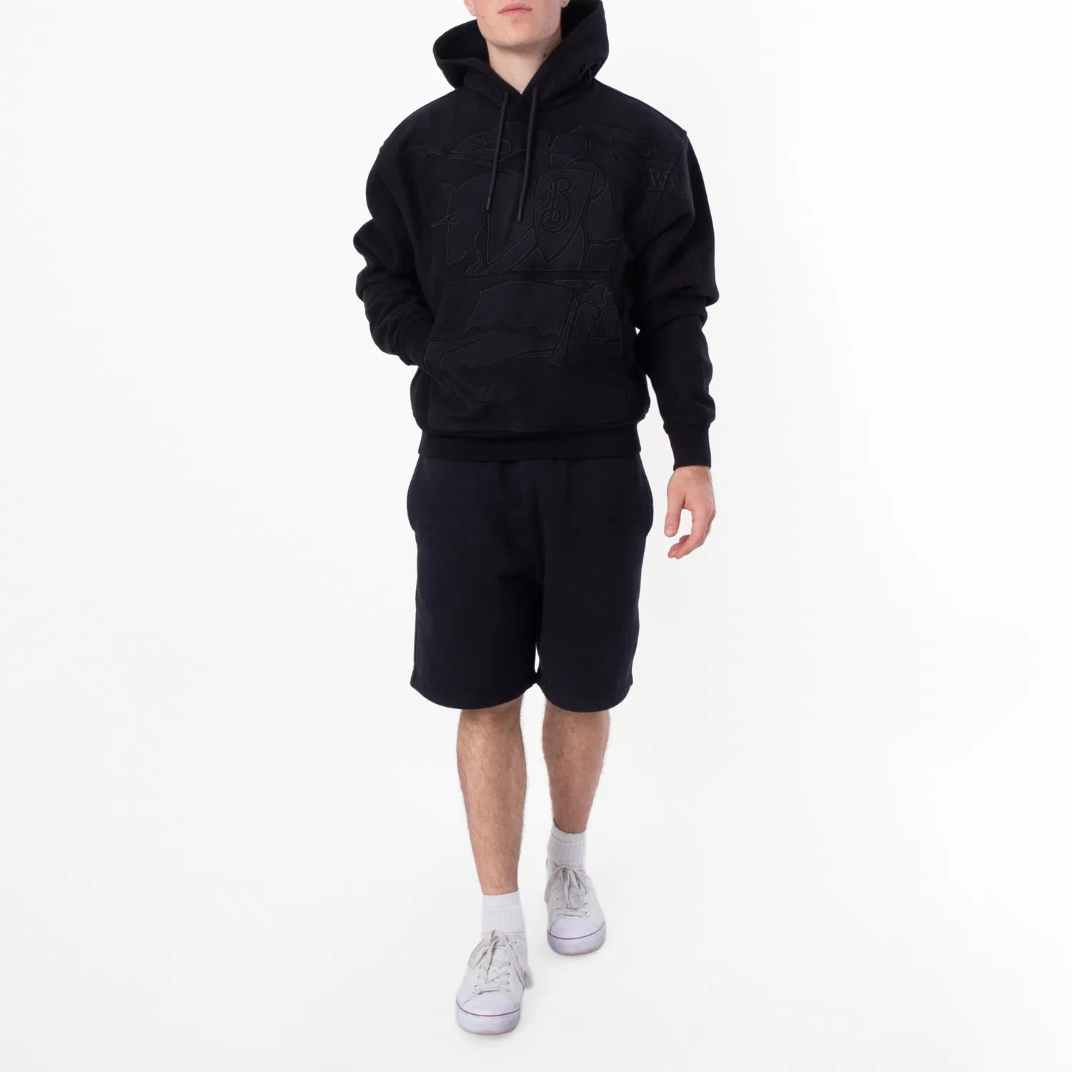 Худи с вышивкой EKD из хлопкового микса Burberry, Black — фото 4