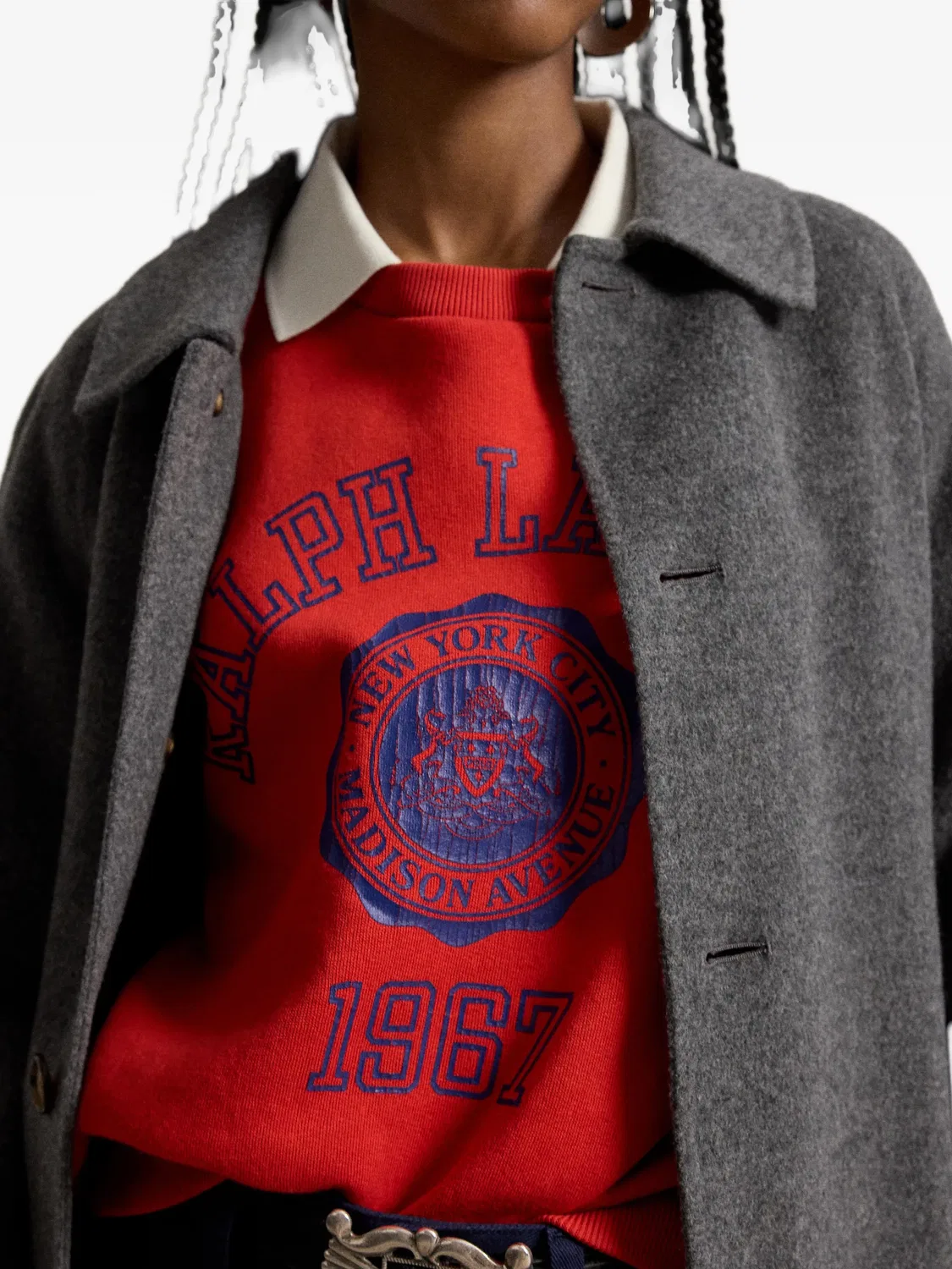Polo Ralph Lauren Свитер с гербом и многослойным воротником, красный — фото 3
