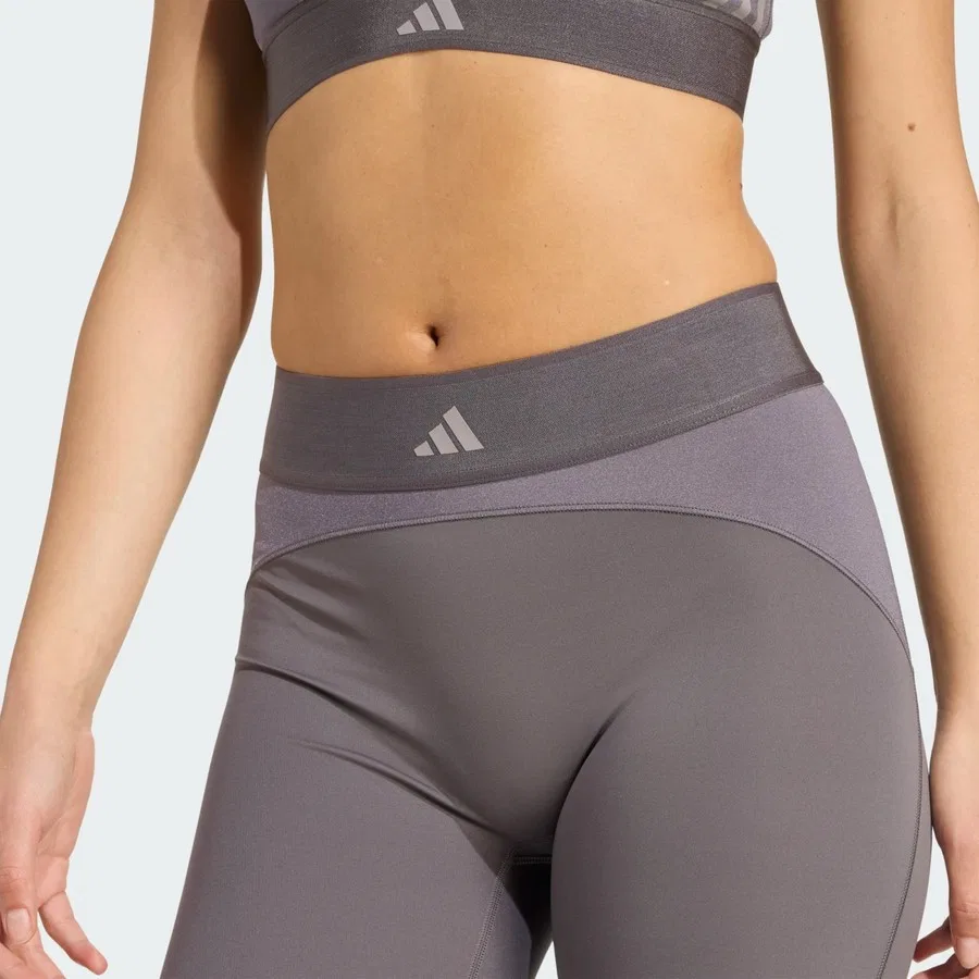 Леггинсы спортивные с высокой посадкой Hyperglam Shine adidas, Серый — фото 4