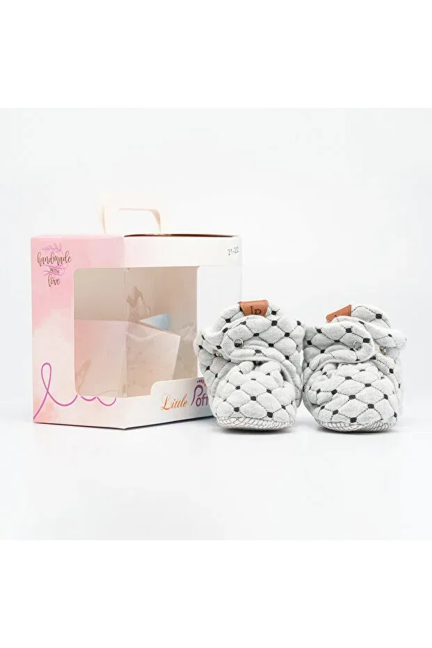 Детские пинетки для новорожденных с галактическим принтом Little poffy baby booties Lp Littlepoffy, Gray