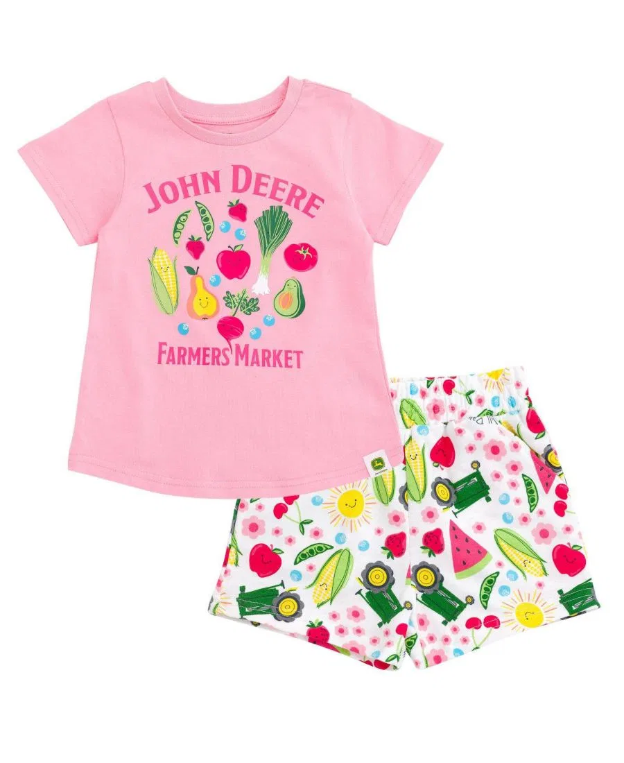 Комплект из футболки и шорт/юбки-шорт John Deere, Light Pink Multi