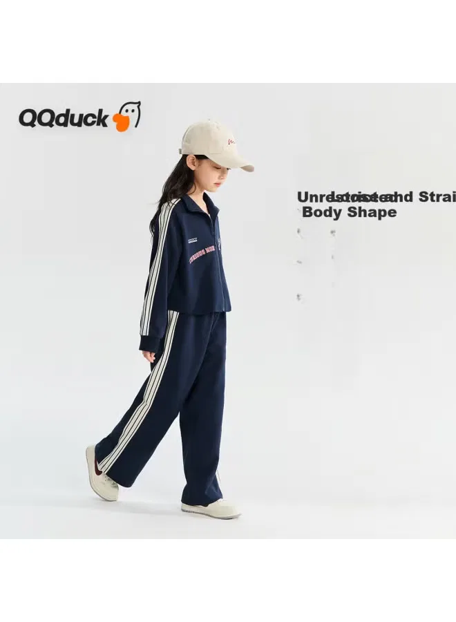 Комплект детский с контрастной тесьмой корейский стиль Qq Duck, синий — фото 3
