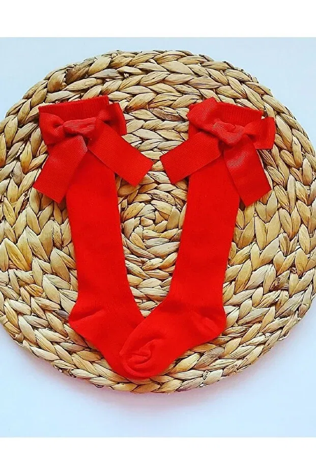 Детские носки для девочек с бантиком Asa Bebek Çocuk, Red