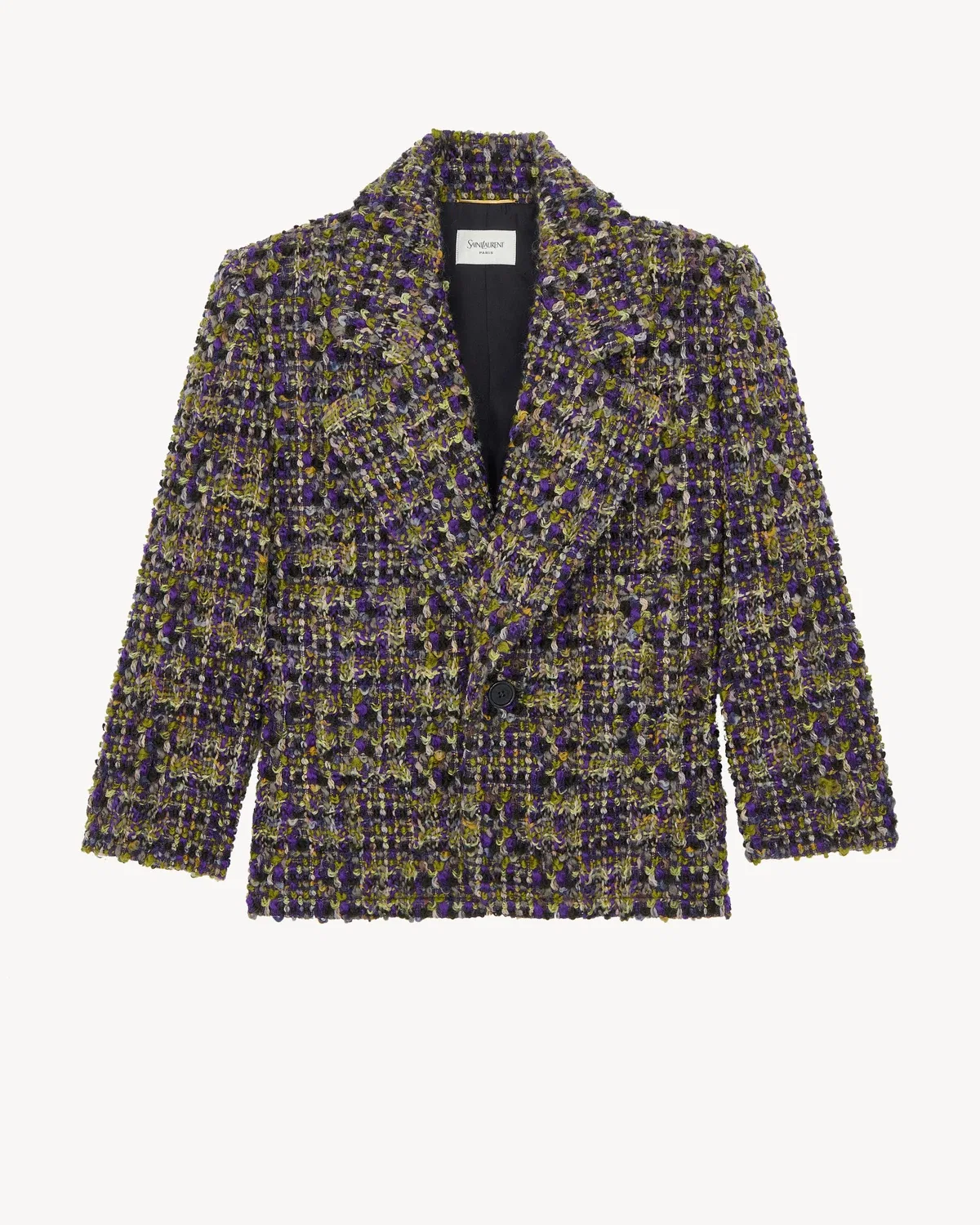 Однобортный жакет из твида SAINT LAURENT, фиолетовый