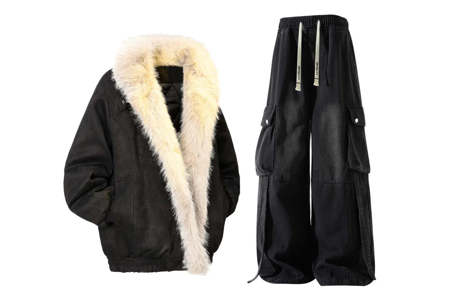 Детский комплект спортивной одежды с флисовой подкладкой Casual Sportswear GWAF, Серый Кофе/Желтая Грязь — фото 3