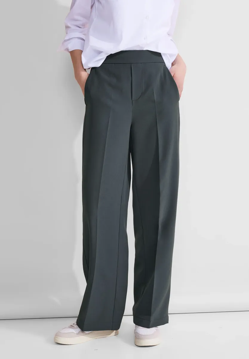 

Брюки из ткани STREET ONE, завышенная талия, цвет Marshy Green