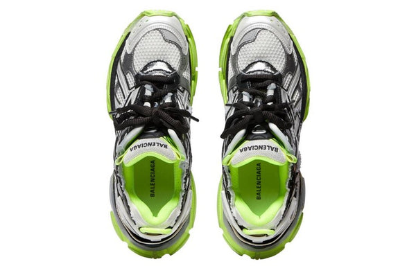 Кроссовки runner sneakers 'white black and neon yellow mesh and nylon' Balenciaga, белый — фото 4