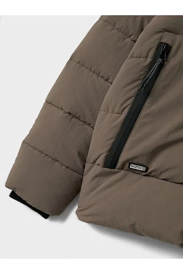 Детское зимнее пальто для девочек пуховое Kids nkmmelvın puffer children's coat Name It, Morel — фото 3