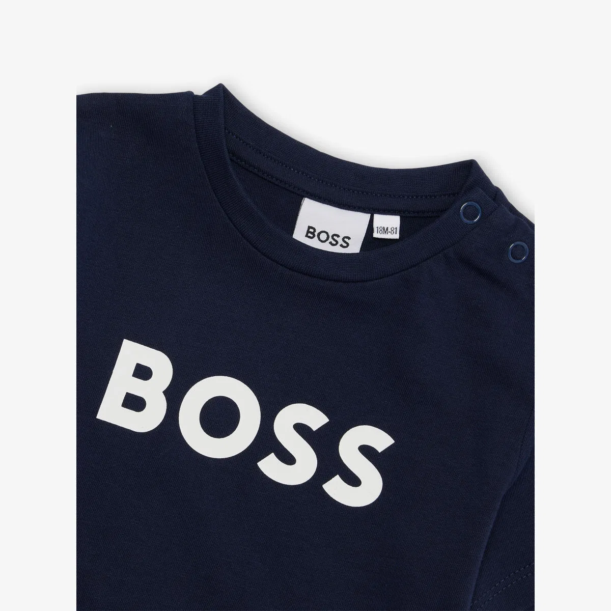 Хлопковая футболка с коротким рукавом и логотипом, размер 6 месяцев-3 лет Boss, темно-синий — фото 2