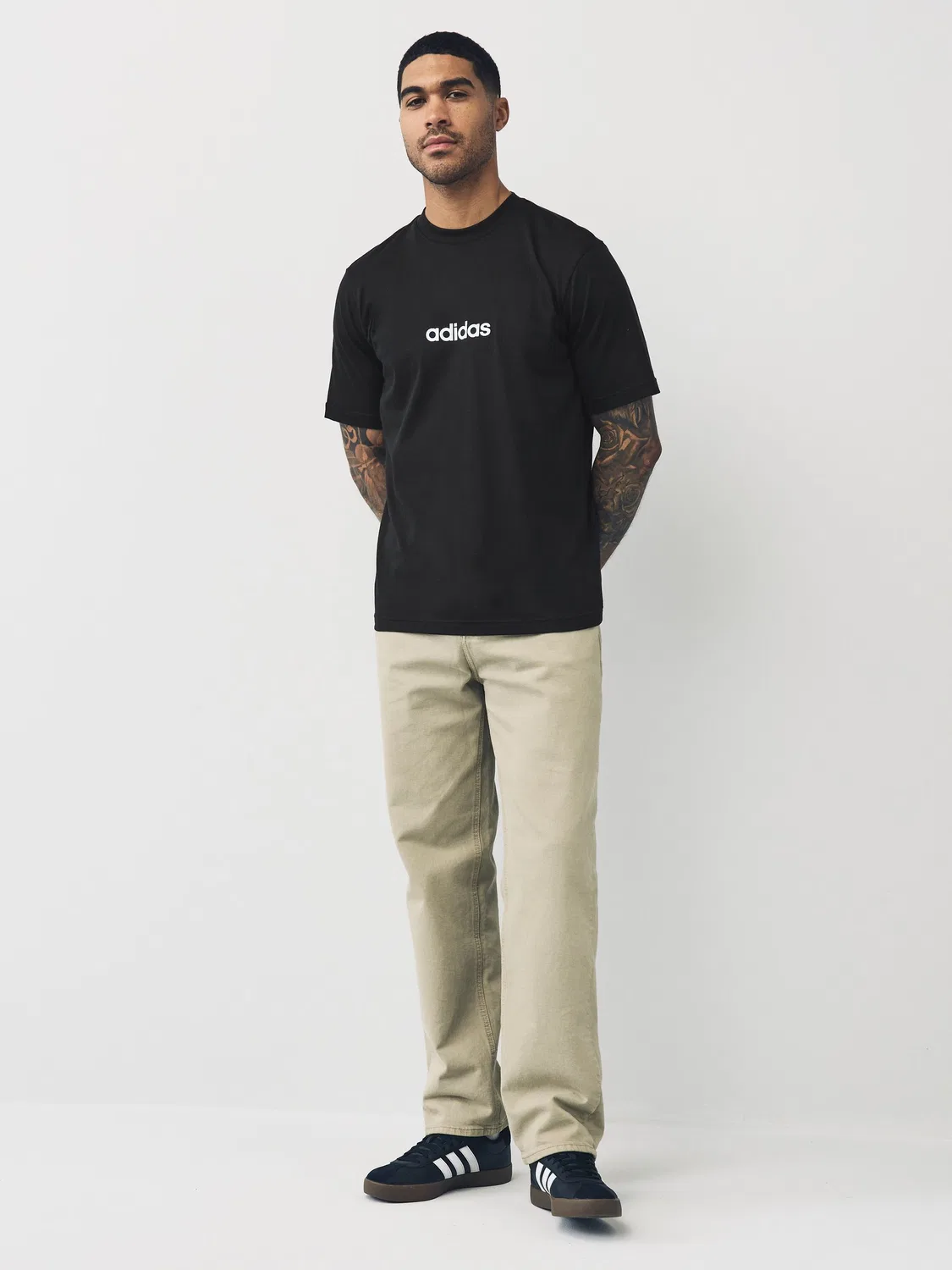 Футболка с опущенными плечами Essentials Linear adidas, черный — фото 2
