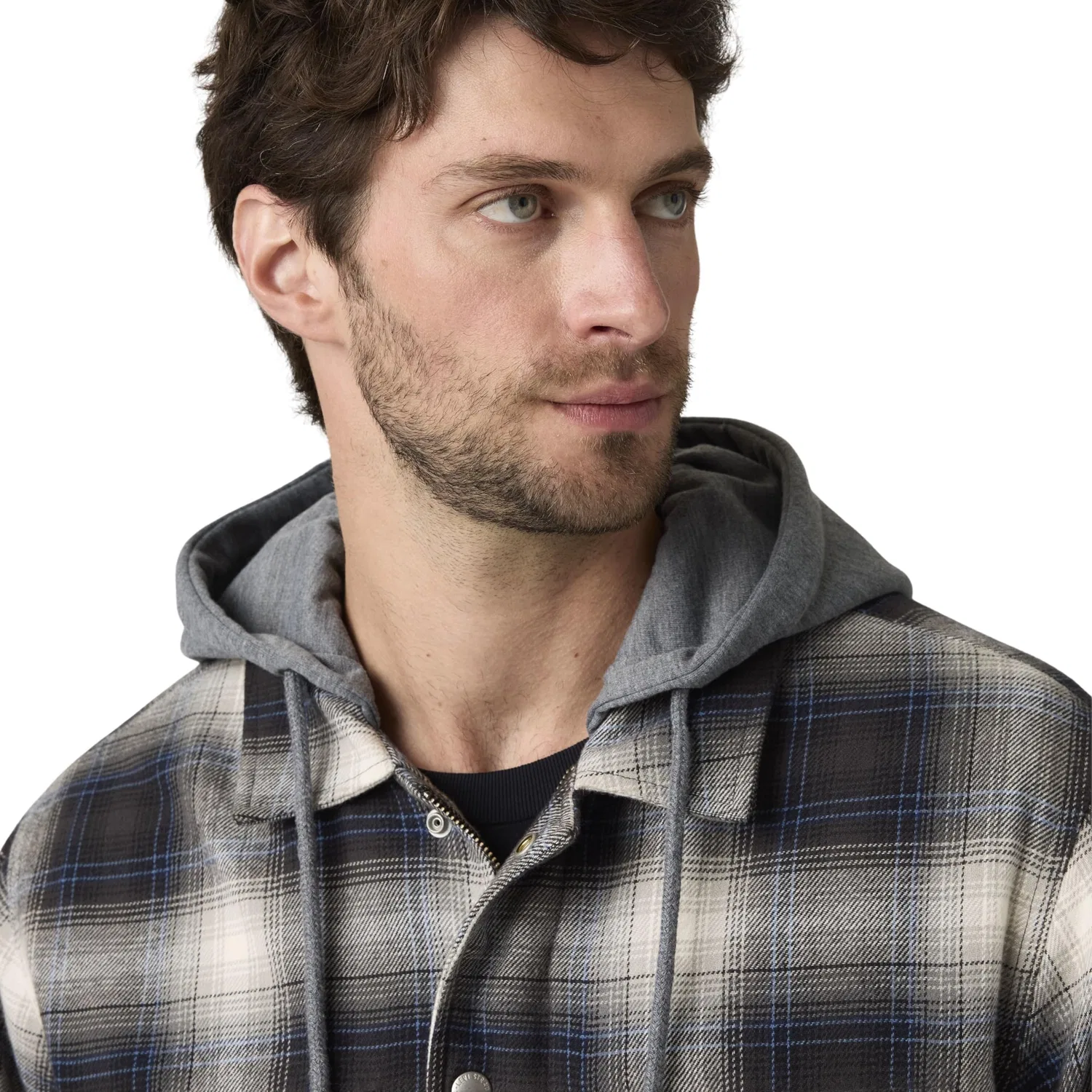 Мужская куртка на флисе с фланелевой отделкой Francisco Levi's, Warwick Plaid Dark Phantom - Grey — фото 3