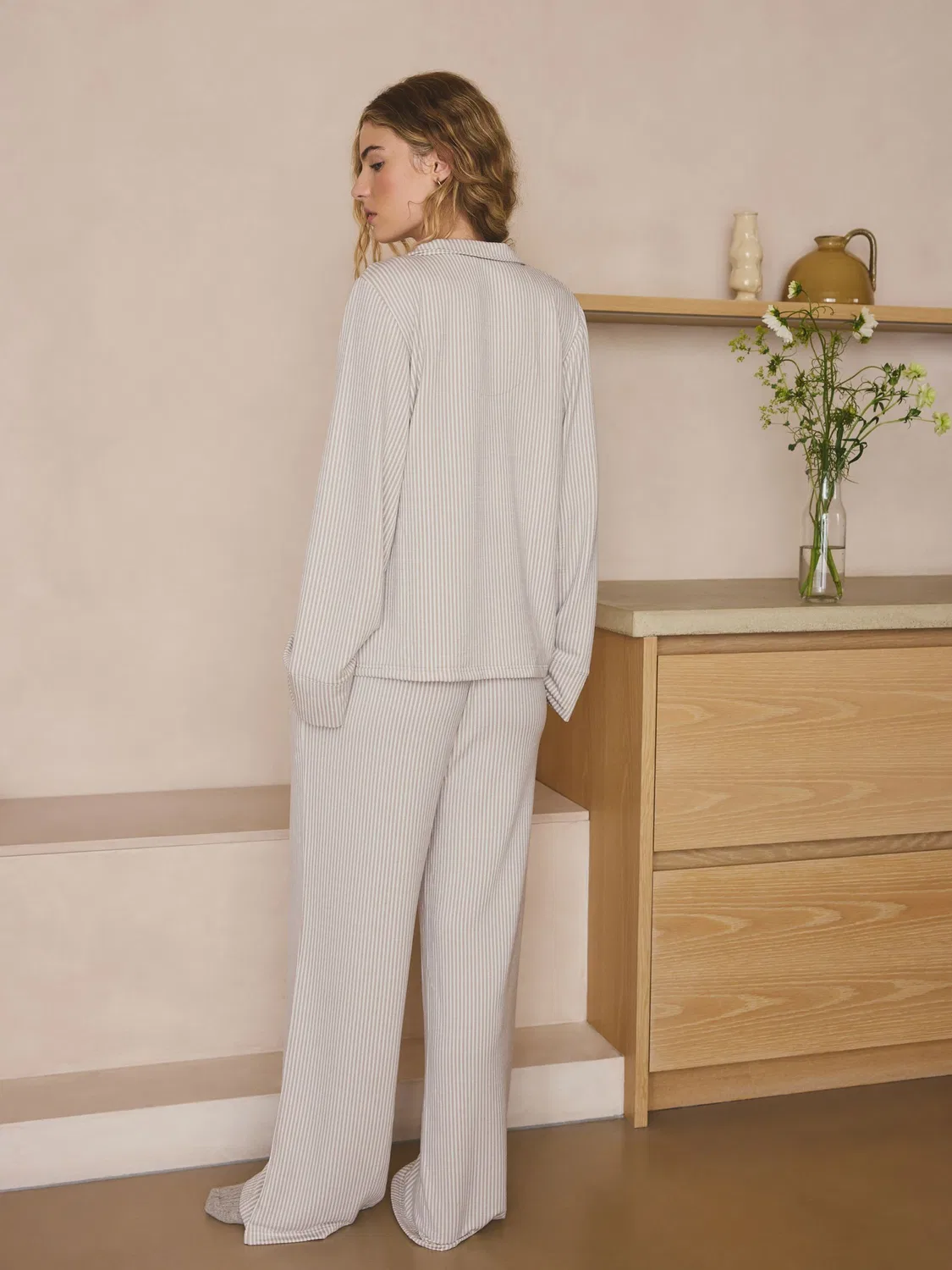 Пижама, Neutral Stripe, Button Through Pyjamas Next, нейтральный полоска — фото 3