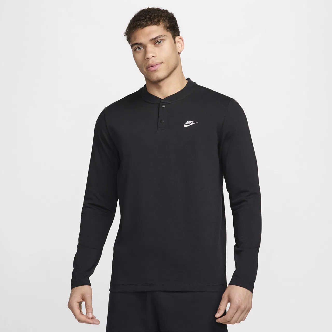Мужская футболка-поло Club LS Henley Nike, черный/белый