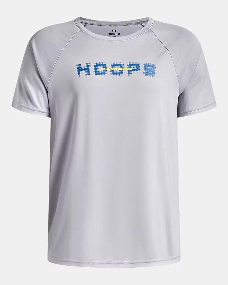 Футболка баскетбольная с коротким рукавом, быстросохнущая, UA Tech Basketball, UnderArmour, Mod Gray/Aegean Blue
