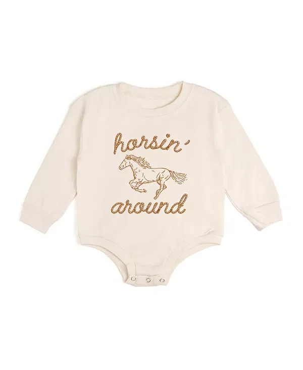 Детский ромпер с длинным рукавом Horsin' Around Western Sweet Wink, Natural