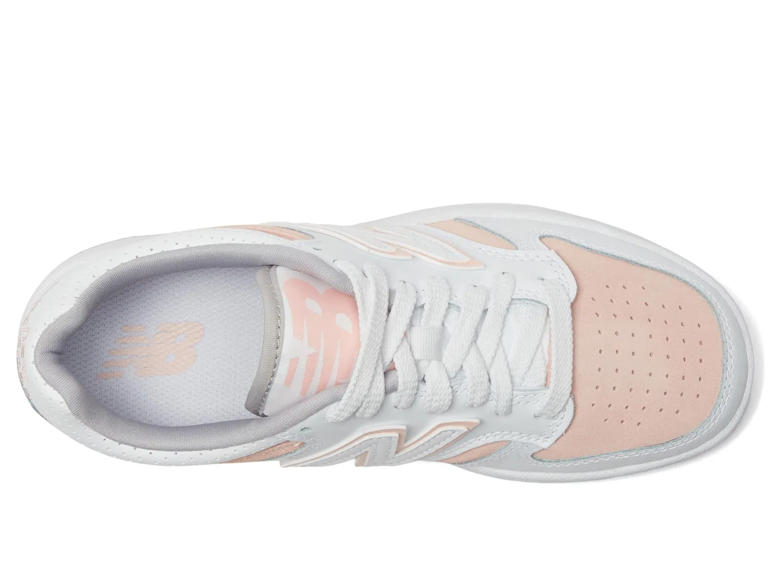 Детские кроссовки для мальчиков с закрытой шнуровкой 480 V1 Lace-up New Balance, White Pink Haze — фото 2