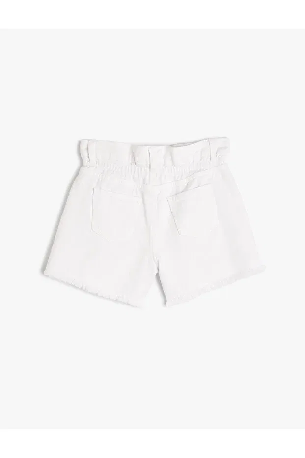 Детские джинсовые шорты для девочек с бахромой Koton, White — фото 4
