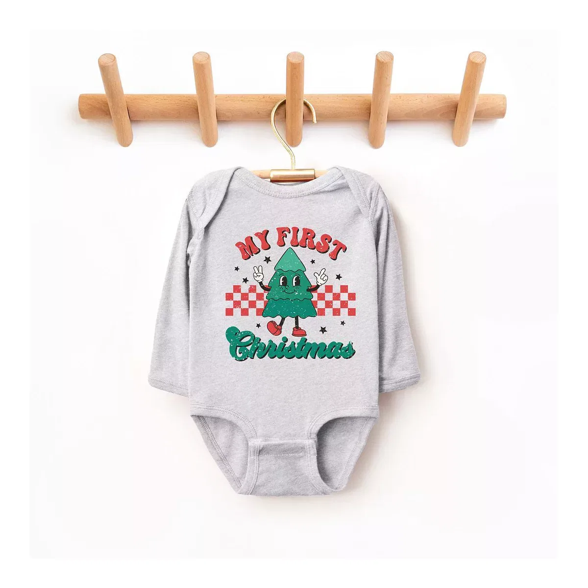 Детский боди с длинным рукавом My First Christmas Tree The Juniper Shop, Heather Grey
