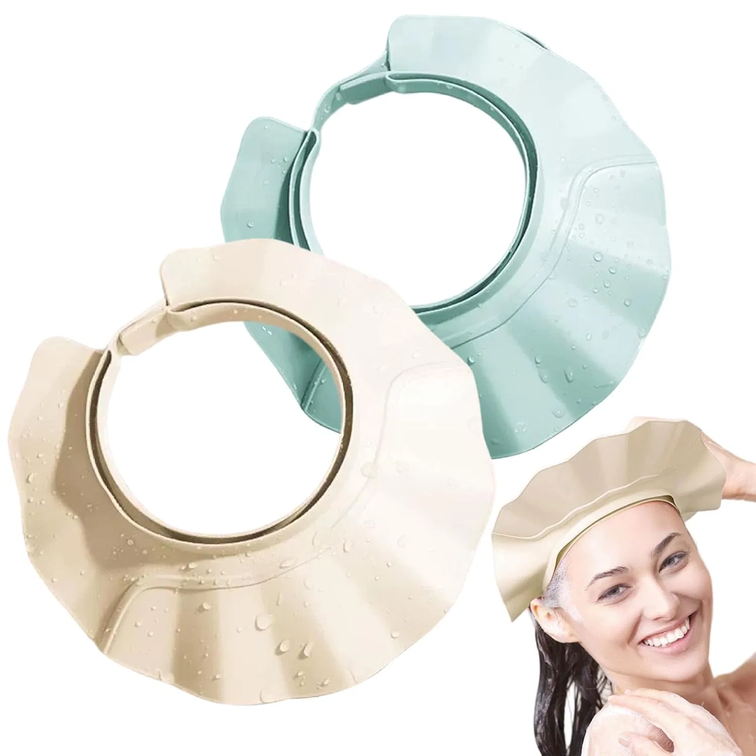 Шапочка для душа с широкими полями Latemeia, 2 шт, Beige, Blue