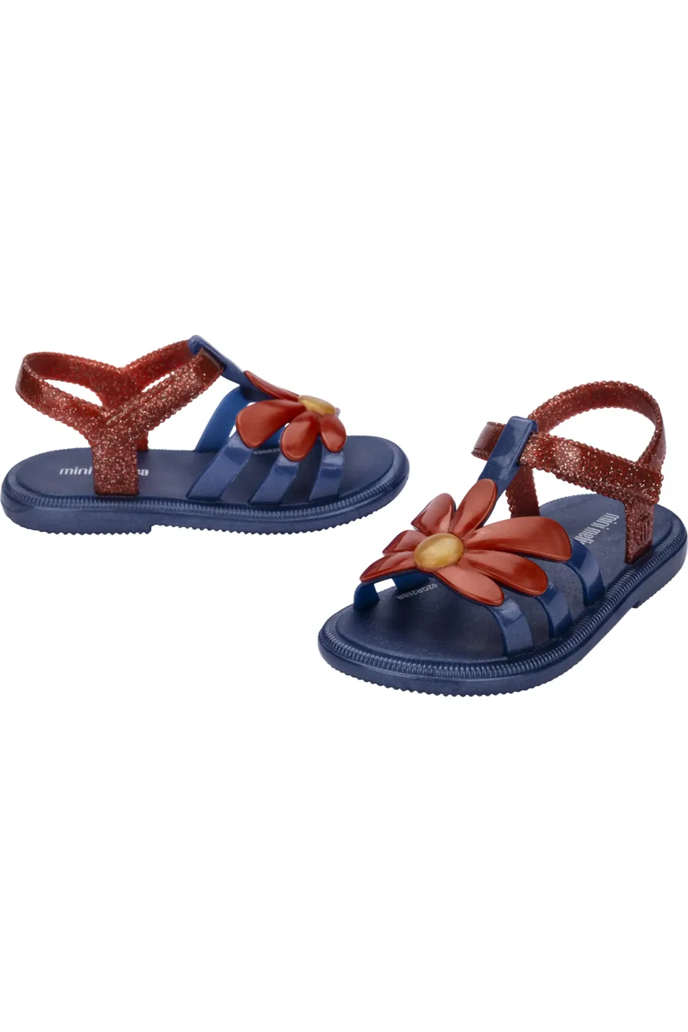 Сандалии детские с цветочными аппликациями Hip Bloomy Jelly Mini Melissa, синий/красный — фото 4