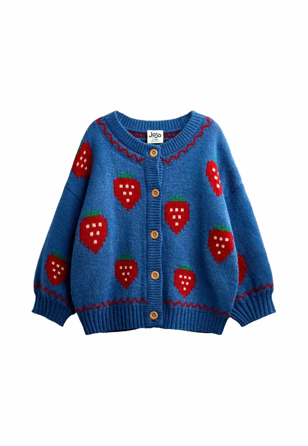 Вязаный кардиган - кардиган Jojo Maman Bébé, Mid Blue Strawberry