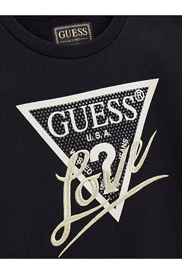 Детские свитшот для девочек на флисе Guess, Black — фото 3