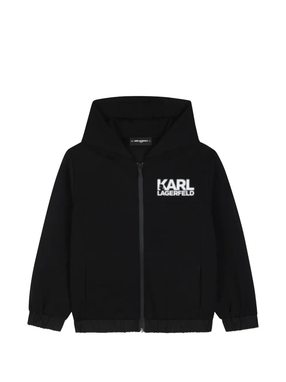 Худи на молнии с логотипом Karl Lagerfeld Kids, черный