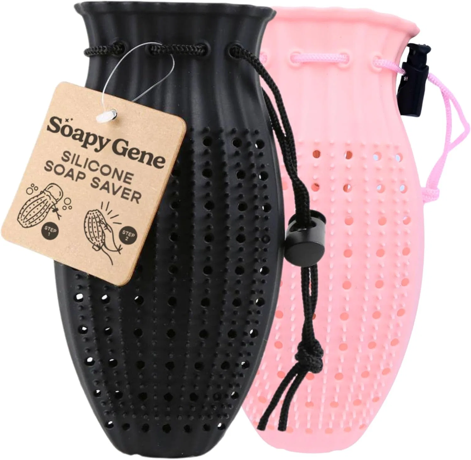 Сумка для мыла силиконовая, Soapy Gene, 2 шт, Pink Black