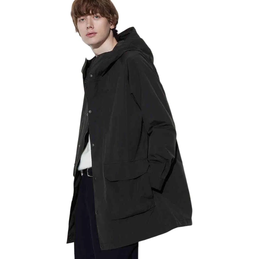 Детское пальто-тренч с капюшоном UNIQLO, Black