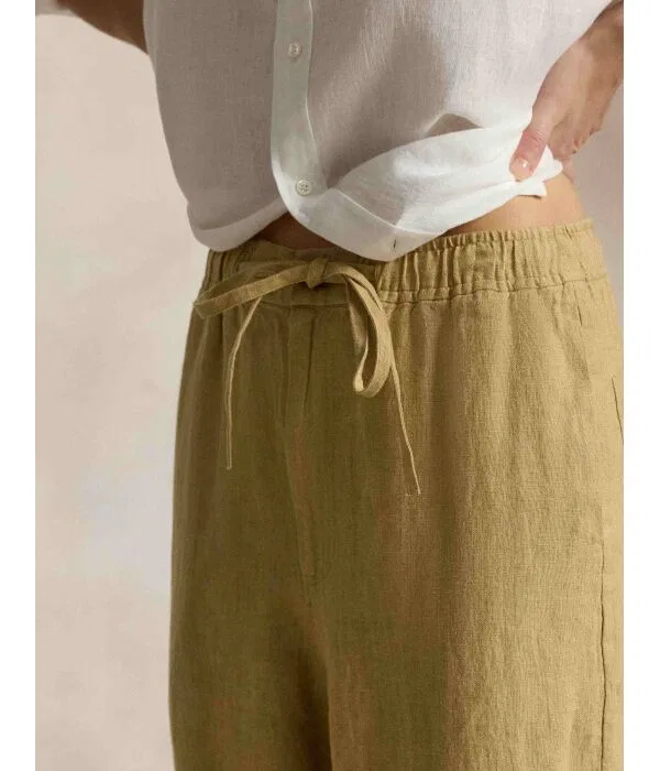 Женские брюки-палаццо из льна Loose Fit Polo Ralph Lauren, бежевый — фото 4