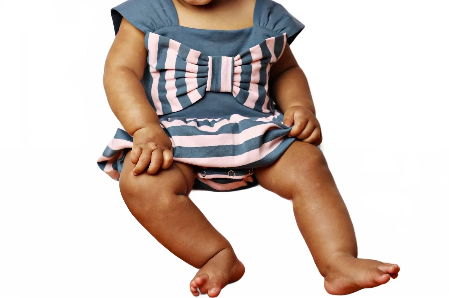 Детский боди-комбинезон для девочек с бантом и морским принтом Nautical Bow Bubble Lemon Loves Layette, Pink/Blue