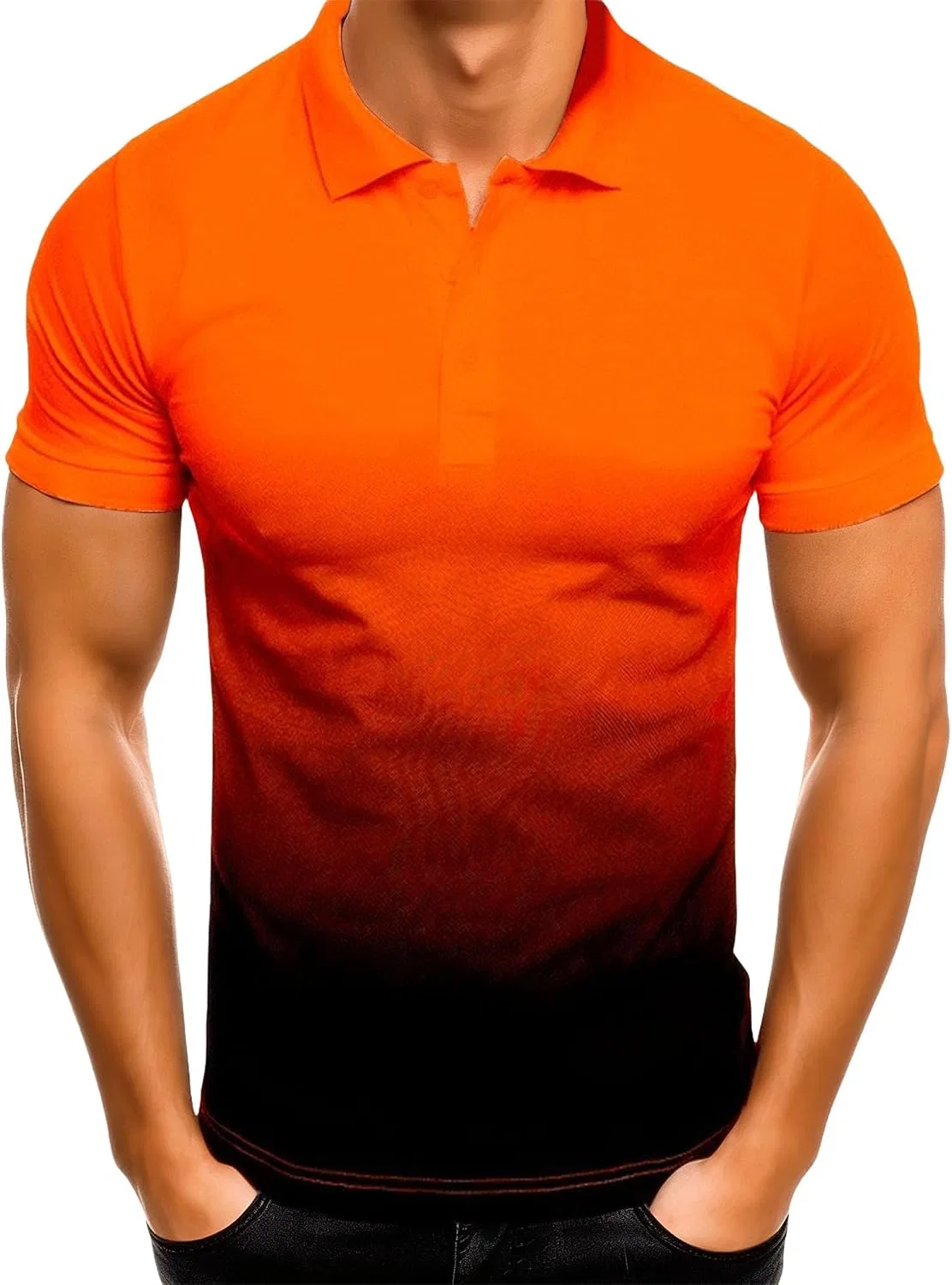 Мужская футболка-поло с градиентом, Slim Fit, с коротким рукавом, жёлтый