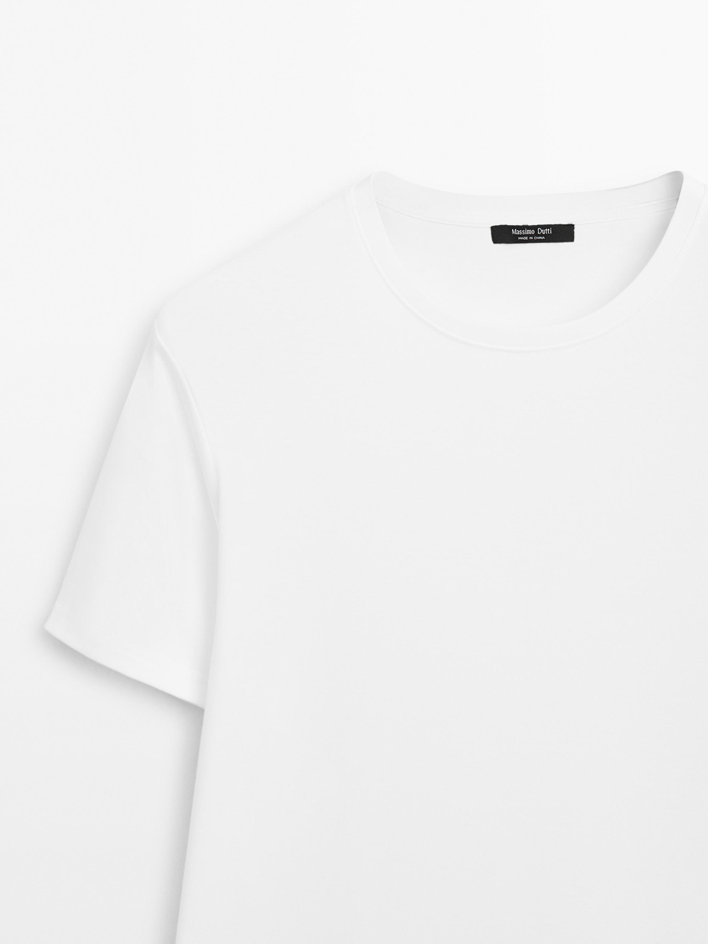 Футболка Massimo Dutti из мерсеризованного хлопка, белый — фото 3