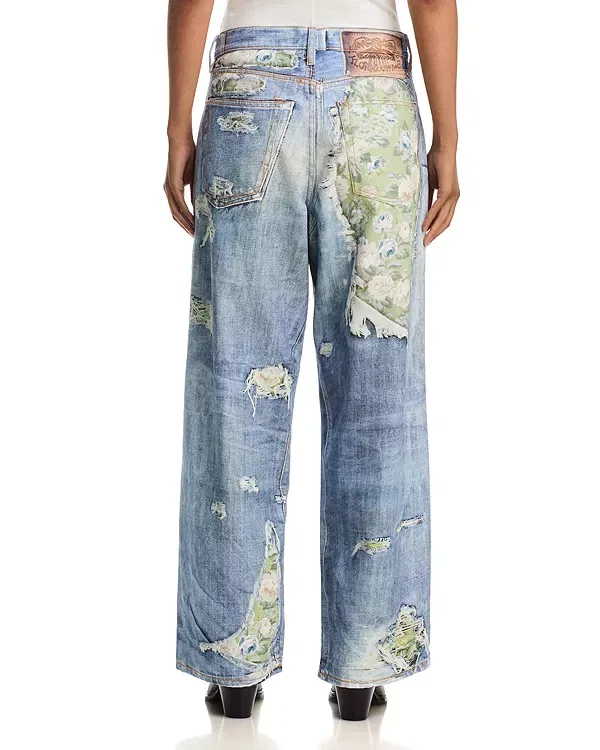 Женские джинсы свободного кроя Trompe-L'Œil 1981 Acne Studios, Blue/Green — фото 3