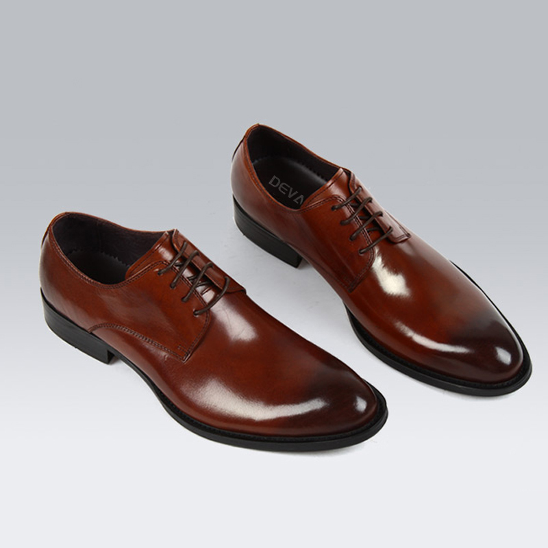 Devanro Мужские туфли для костюма низкие черные красно-коричневые, цвет Red Brown — фото 2