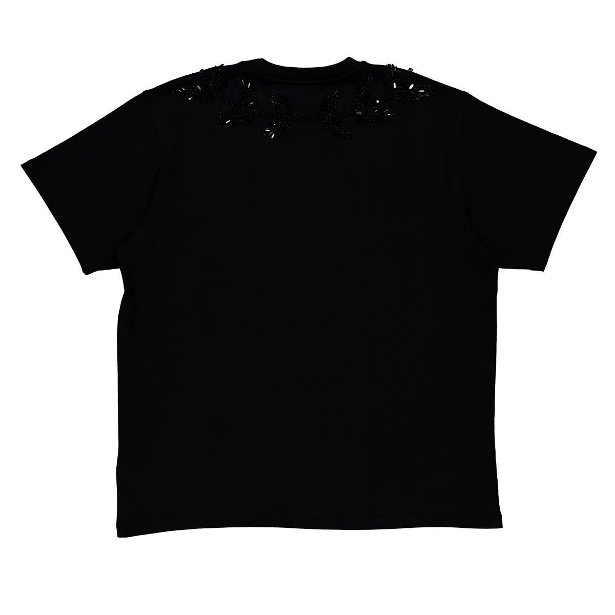 Футболка хлопковая с кристаллами Embellished Crystal Oak Leaf Crest Cotton T-Shirt Burberry, Black — фото 3