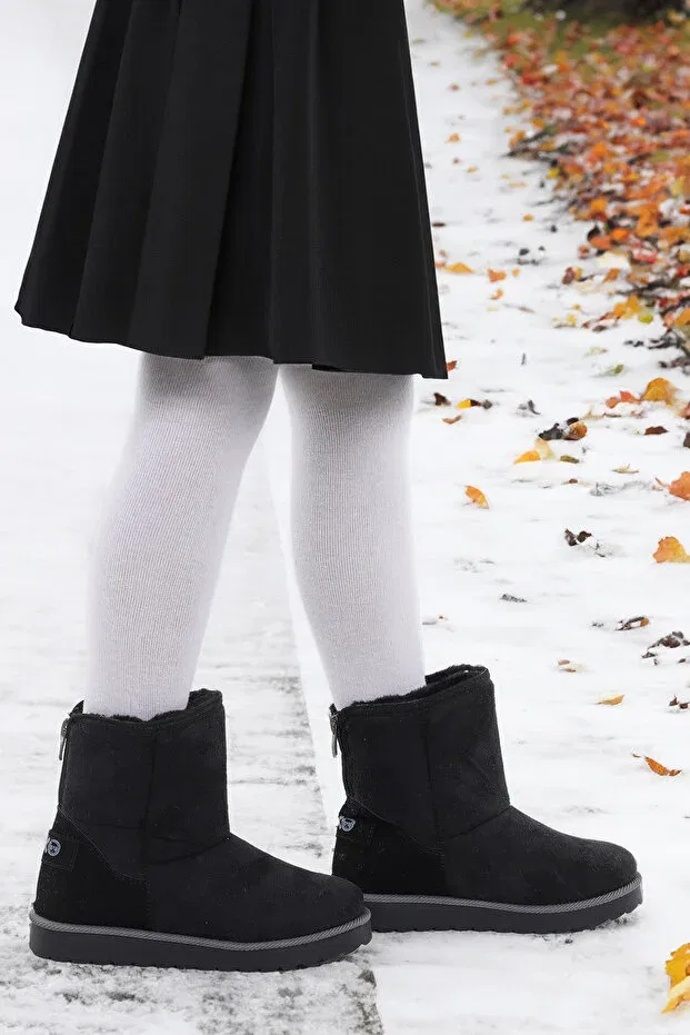 Детские ботинки для девочек на молнии Jessy zippered girl's boots Kiko Kids, Black — фото 4