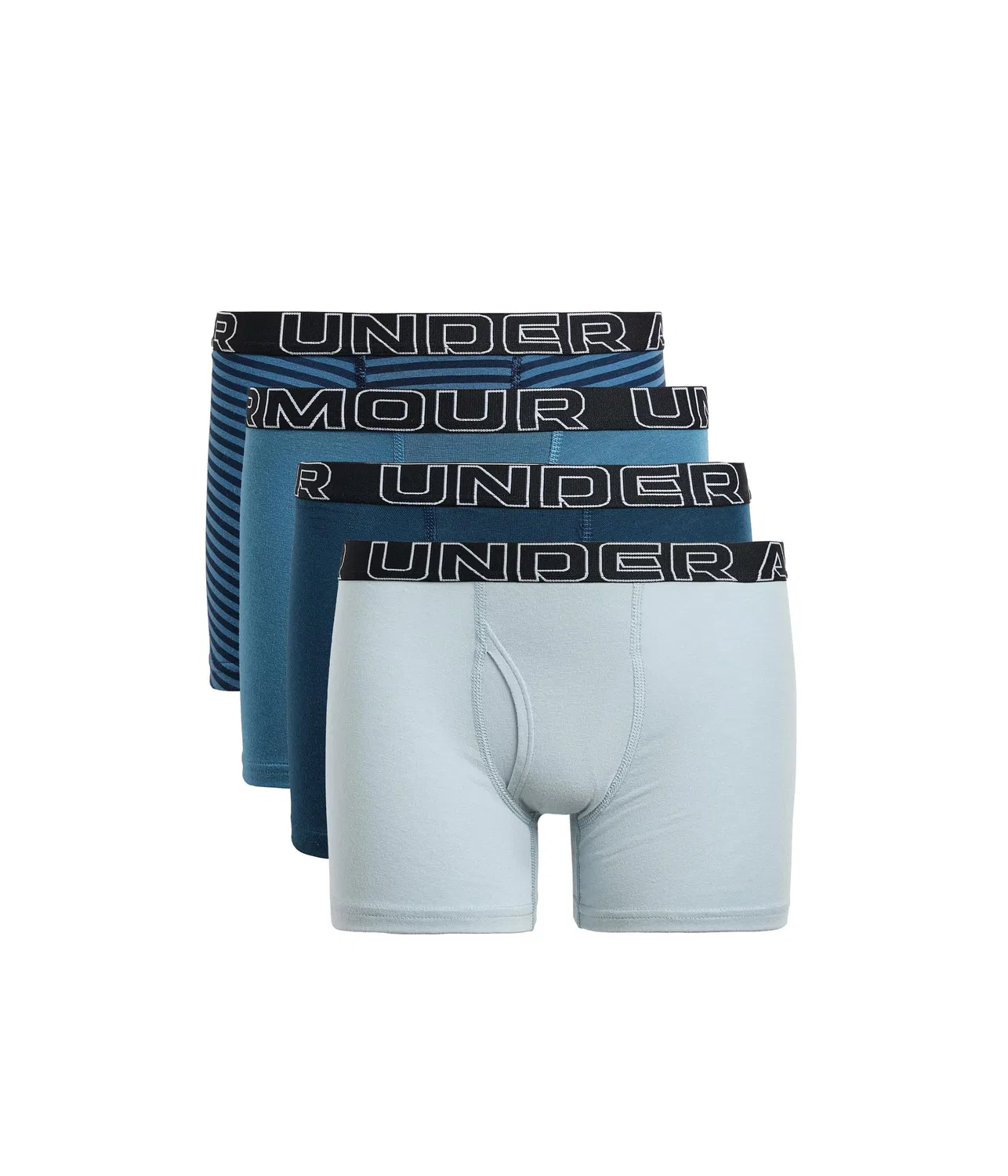 Хлопковые трусы-брифы в полоску, 4 пары (для больших детей) Performance Cotton-Stripe 4-Pack (Big Kid) Under Armour Kids, Aegean Blue