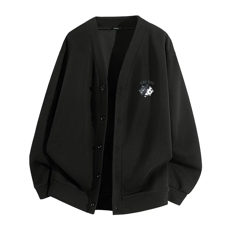 Детский жакет с V-образным вырезом MINISO, Black Tai Chi Cat Chest Logo