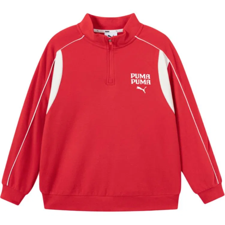 Детский свитшот с воротником-стойкой PUMA, Orange Red 60501