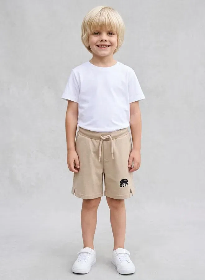 Шорты хлопковые с кулиской Boys Cotton Blend Drawstring Take Two, бежевый
