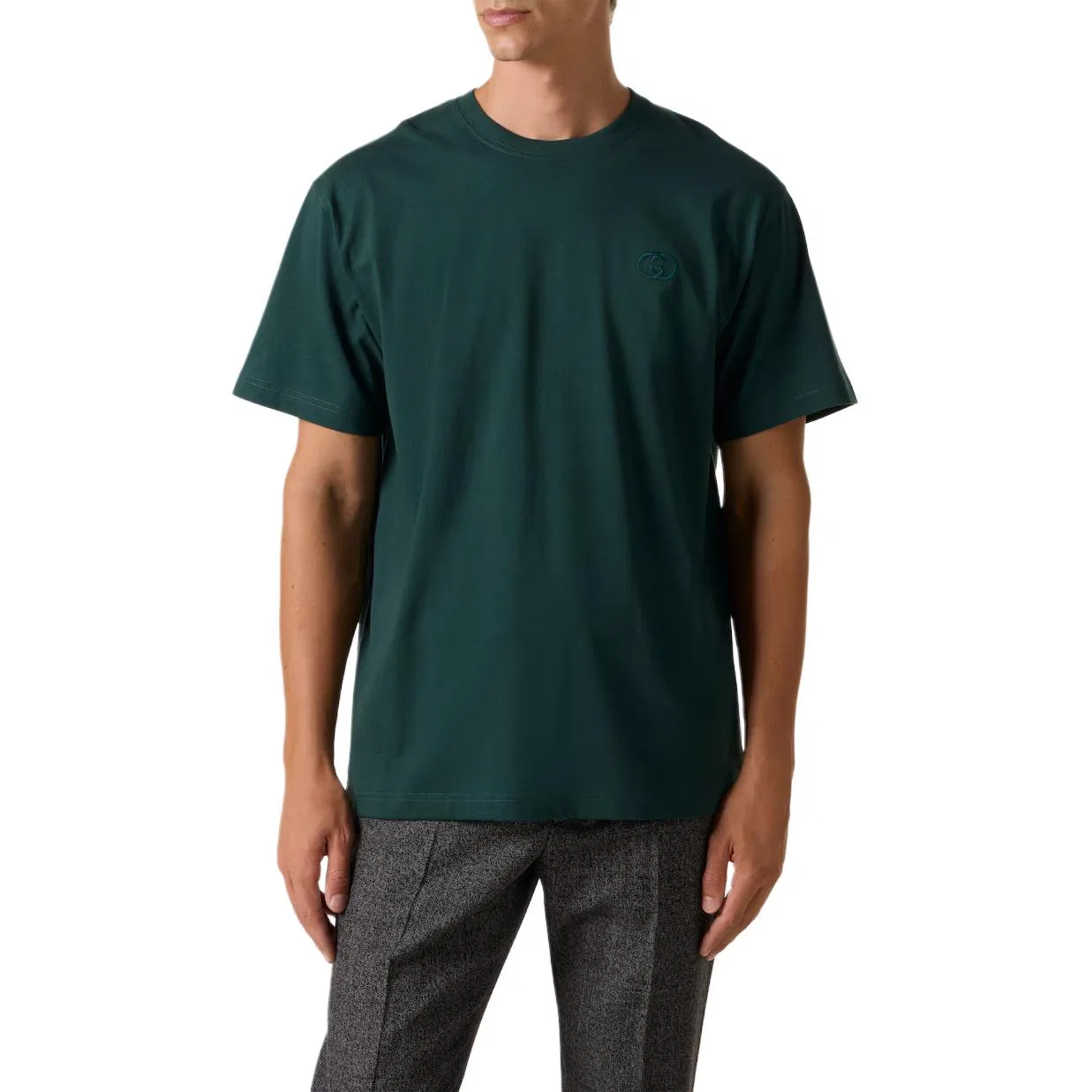 Мужская футболка с вышивкой Cotton jersey Green GUCCI — фото 4