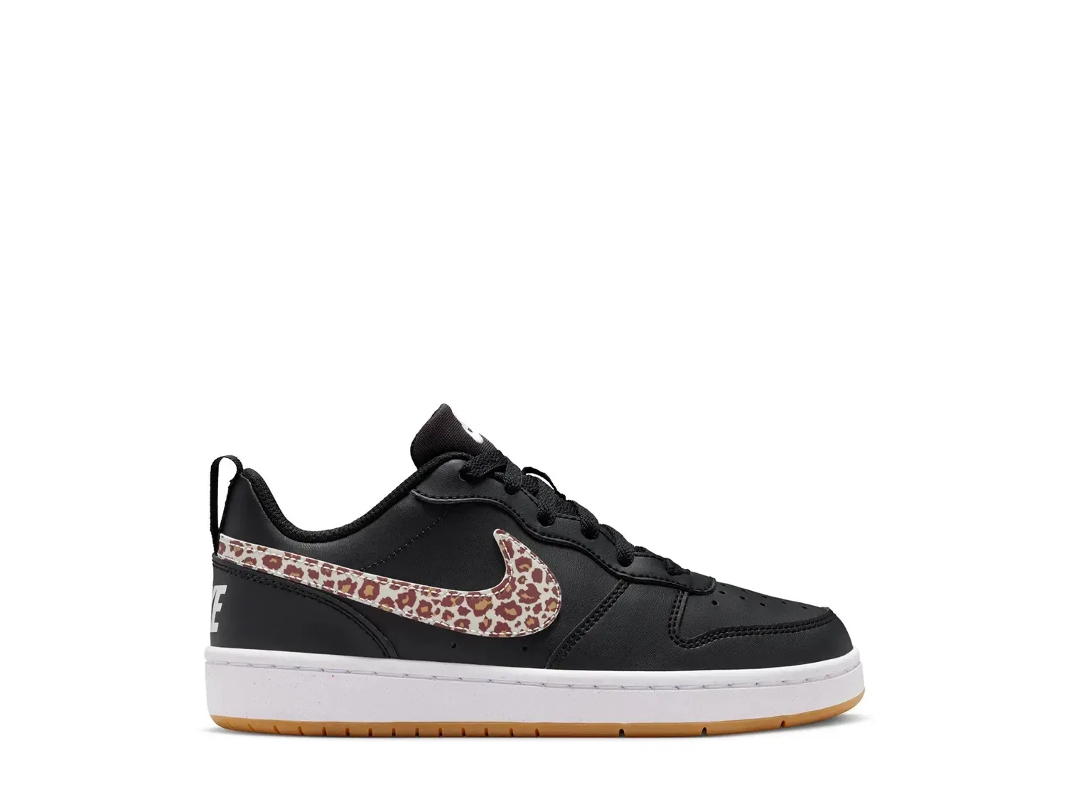Кроссовки детские Nike Court Borough Low, черный/белый леопардовый принт