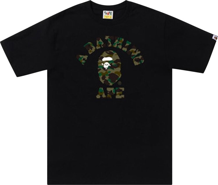 

Футболка BAPE 1st Camo College Tee 'Black/Green', черный