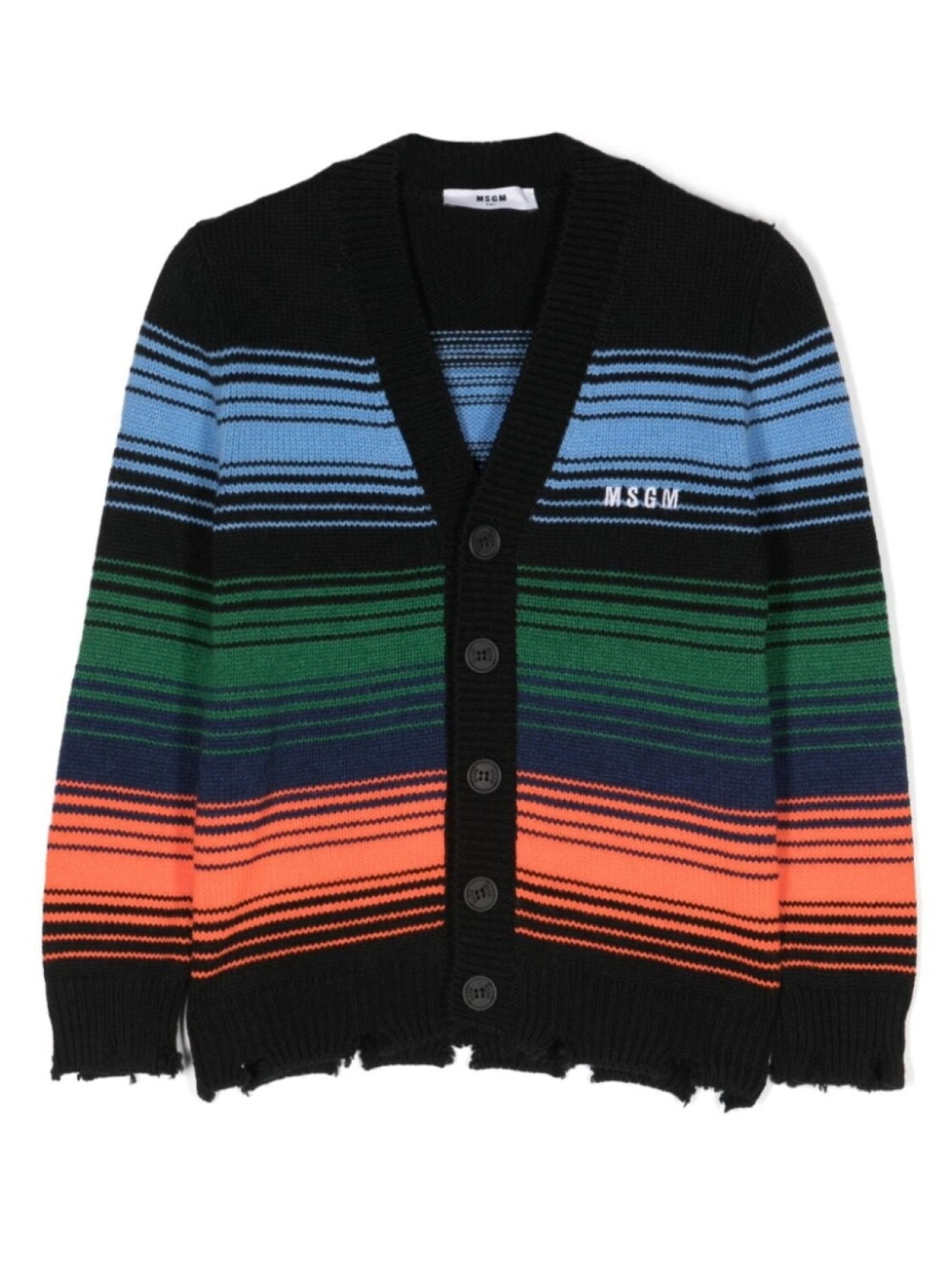 

MSGM Kids кардиган с V-образным вырезом и вышитым логотипом, черный
