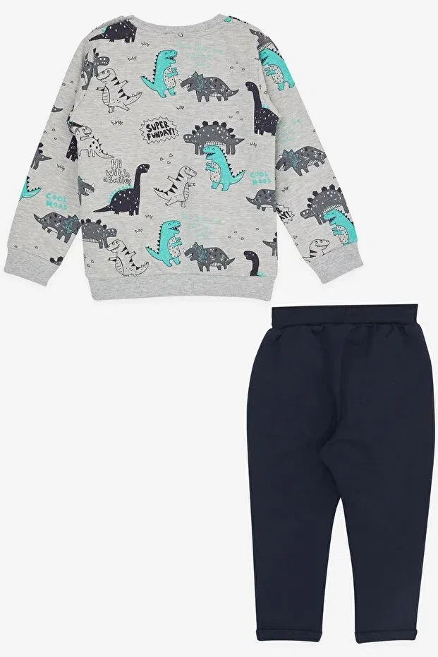 Детский комплект спортивного костюма для мальчиков с принтом Baby boy tracksuit set Breeze, Gray Melange — фото 2