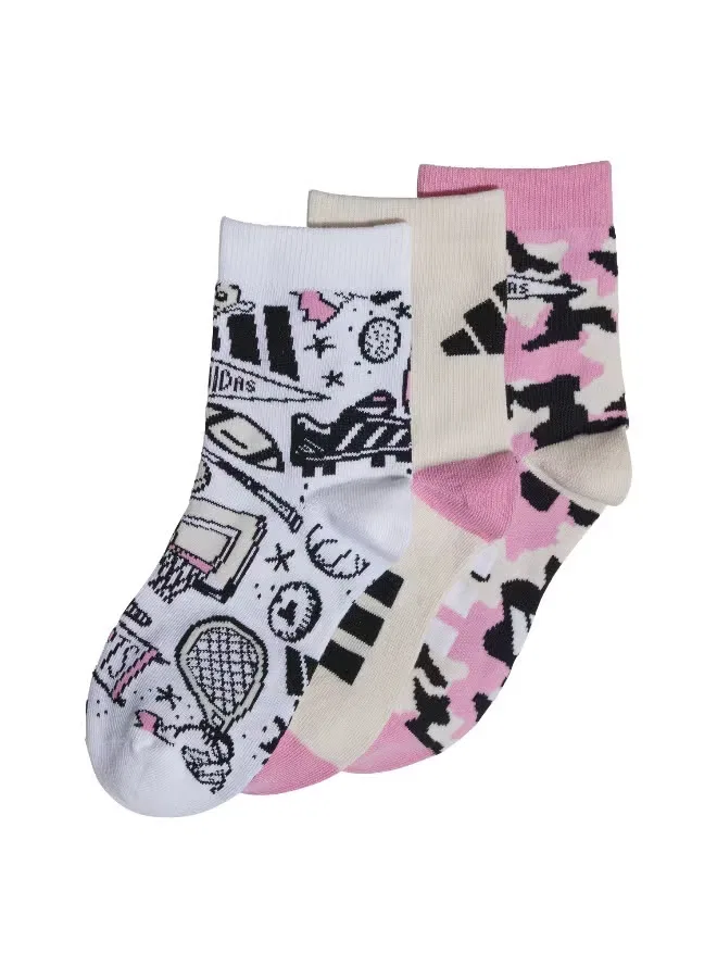 Носки с логотипом, комплект 3 пары, Logo, Adidas, розовый