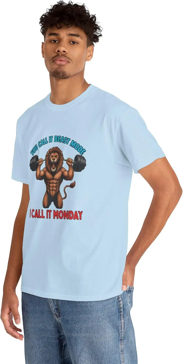 Футболка с принтом льва Beast Mode Gym, Light Blue — фото 4
